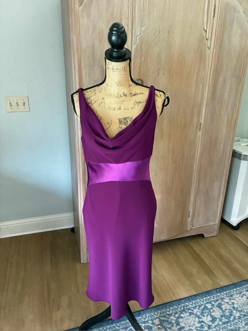 Vtg 90s Jones NY Violet Royal  Purple cocktail Dress Y2K Glam Romantic cowl Goth